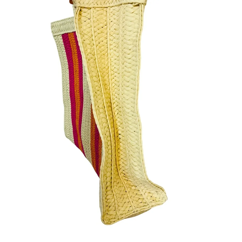 NEW Joe Fresh Straw Tote‎ Bag Striped Pink Orange Beach Travel Shoulder Bag - Picture 4 of 6